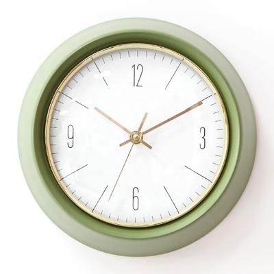 China Europe fashionable olive green color regenerating antique metal decorative wall clock for sale