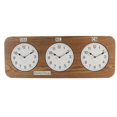 China BRIEF New Design Indoor Quartz MDF World Time Wall Clock for sale