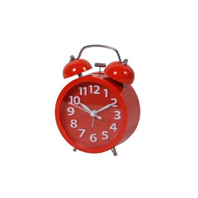 China American Vintage Durable Twin Bell Red Color Style Table Desk Alarm Clock For Decoration for sale