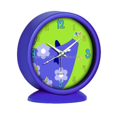 China BRIEF Nap Plastic Bibi Alarm Clock Cartoon Dial in Purple Color Fanny Desk Clocks for sale