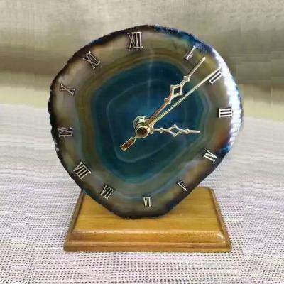 China Polishing Agate BRIEF Slice DIY Carnelian Unique Desk Clock Clocks For Home Decoration for sale