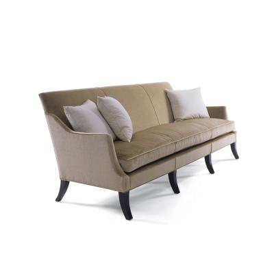 China Contemporary Design Hotel Furniture Beverly Style Solid Wood Base Three Seat Fabric Sofa Set For Hotel for sale