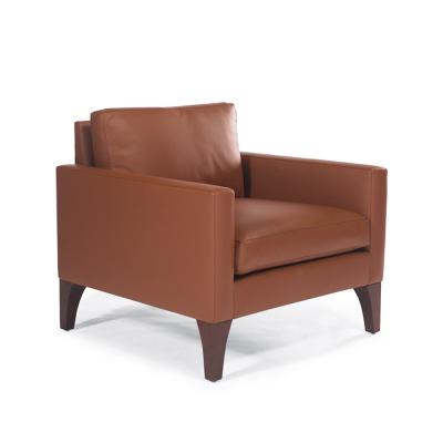 China Modern Design Sofa With Solid Wood Leg Simple Genuine Leather Style Chocolate Color Contemporary Hot Sale Hotel Furniture for sale