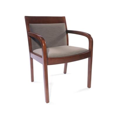 China Design Hotel Restaurant Contemporary Furniture Warm Walnut Solid Wood Upholstery Dining Back Chair For Hotel for sale