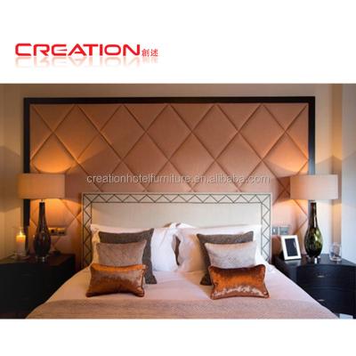 China Luxury Contemporary Star Hotel Furniture Bedroom Furniture Hotel Design Style Upholstery Button Panel Bed Headboard For Hotel Te koop