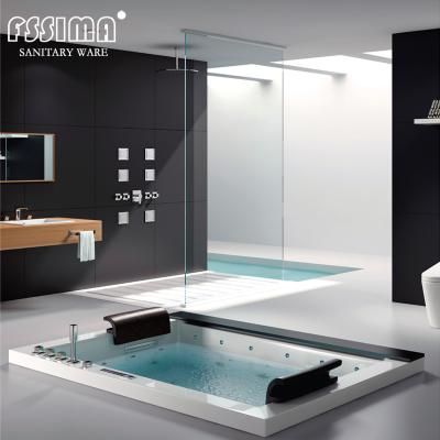 China Eco-freindly Top Quality Acrylic Two Person Indoor Drop In Massage Spa Bathtub for sale