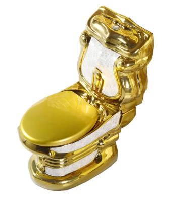 China Double-Flow Toilet High Quality Luxury Style Gold Ceramic Toilet for sale