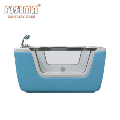 China Freestanding Durable Acrylic Wash Basin Baby Bathtub With Water Outlet Faucet for sale