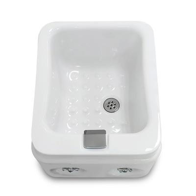 China Portable Acrylic Drainer Pedicure Tub Foot Spa Basin With Hot/Cold Water Outlet For Beauty Salon for sale