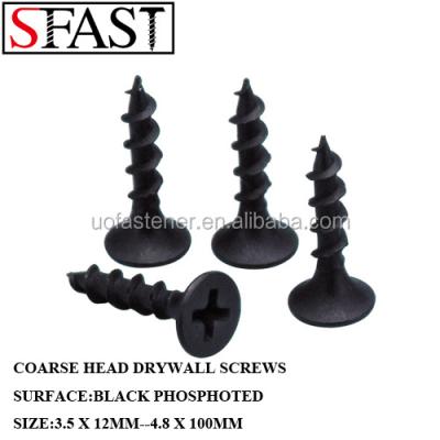 China C1022 PHILLIP BUGLE THREAD BLACK PHOSPHATE DRYWALL HEAD ROUGH SCREWS for sale