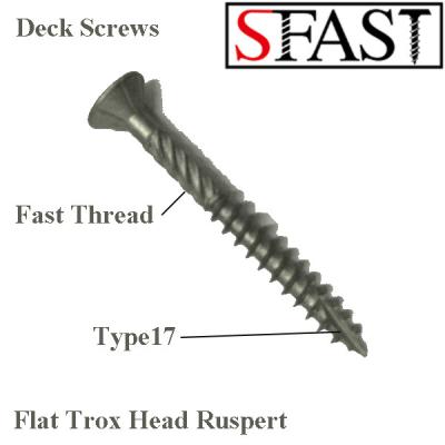 China Flat Deck Screws (Wood Screws) CSK Trox Head With 6Nibs And Fast Thread And Type 17 Ruspert Gery Color 500/1000 Hour for sale