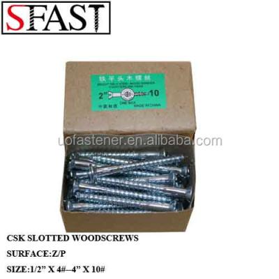 China C-1008 CSK SLOTTED GALVANIZED WOODSCREWS PRINCIPAL B.S.1210 for sale