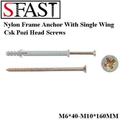 China Plastic Nylon Frame Anchor With Single Wing Csk Pozi Head Screws for sale