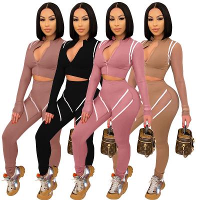 China Sustainable Spring Sportswear Joggers Pants Two Piece Pants Set Wholesale Women Crop Core Jogging Sets for sale