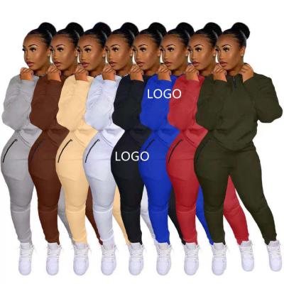 China QUICK DRY Women Two Piece Short Suit Plus Size Jogger Custom Tracksuit Long Sleeve Zipper Sweat Suits Jogging Set for sale