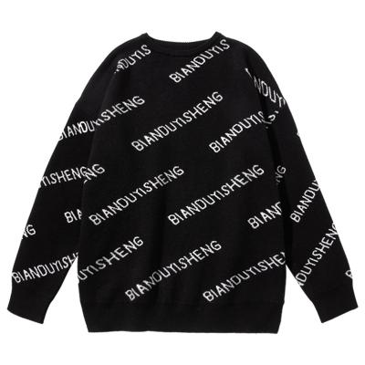 China Anti-wrinkle fashion new style custom jacquard men knit printed pullover crew neck Cha nel knitted sweater men for sale