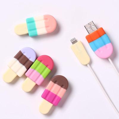 China Creative fashion environmental protection silicone cartoon design mobile phone data cable anti-cut protection cover for sale