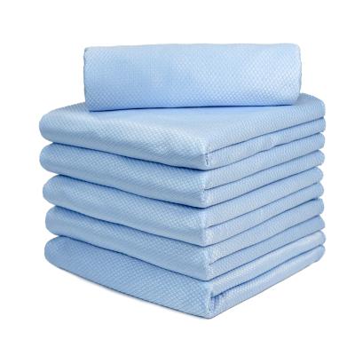 China Wholesale Viable 260gsm 14x18 Inches Cleaning Cloth Blue Car Microfiber Window Glass Microfiber Interior Cleaning Towel for sale