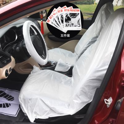 China Clear Plastic Disposable Elastic Car Pet Seat Protector Factory Supply Protective Shield Car Seat Cover 5 In 1 Kits Five Piece Set For Car Repair for sale