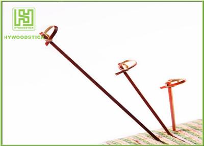 China Red Bamboo BBQ Sticks Knotted Bamboo Skewers For Fruit 70 / 80 / 105 / 120mm for sale