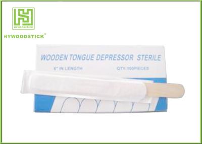 China 150mm Wooden Tongue Depressor With Paper Wrapped EO Sterilize for sale