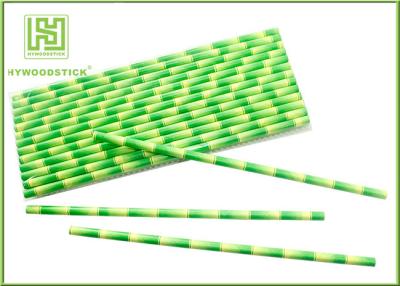 China Eco - Friendly Bamboo Paper Straws , Birch Wood Design Green Decorative Paper Straws for sale