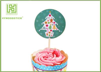 China Holiday Chocolate Cake Decoration Toppers Christmas Cupcake Picks CMYK Colors for sale