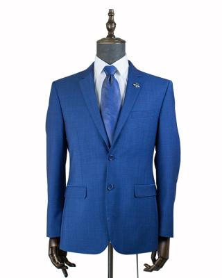 China Slim Fit Suits Mens Wool Jacket Slim Fit Male Business Wear Tuxedo Shirt And Pants Formal Blue Solid One Piece Jacket for sale