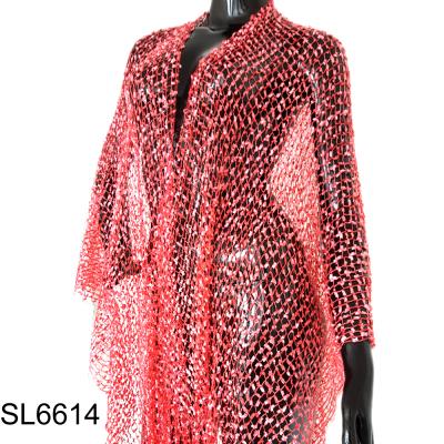 China New Style Squishy Party Red Shinning Sparkle Metallic Confetti Popcorn Pashmina Scarf for sale