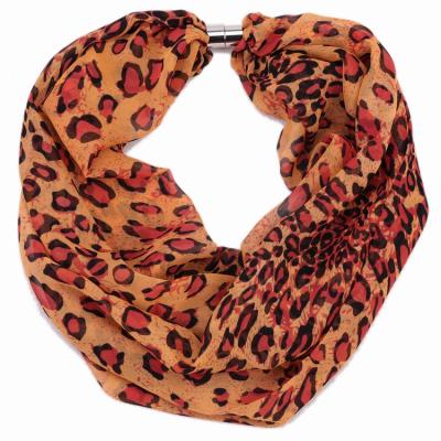 China 2018 New Leopard Print Chiffon Clasp Magnet Magnetic Scarf Necklace for sale