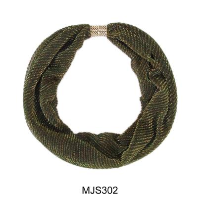 China New Magnet Polyester Wrinkle Clasp Metallic Magnetic 100% Infinity Scarf for sale