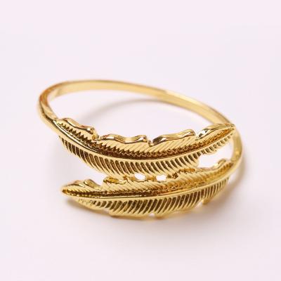 China Feather Design Viable Gold Napkin Ring for sale