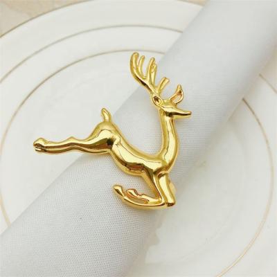 China New viable high-end shiny diamond-encrusted metal plated christmas elk napkin buckle for hotel, wedding, party for sale