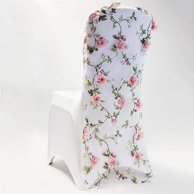 China Elegant organza flower chiffon chair sash for wedding for sale