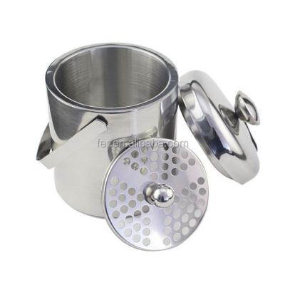 China Sustainable Double Upright Three Piece Stainless Steel Ice Bucket With Double Cover for sale