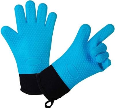 China Sustainable BBQ Gloves, Heat Resistant Silicone Grilling Gloves, Long Waterproof BBQ Oven Mitts Kitchen With Cotton Inner Layer For BBQ for sale