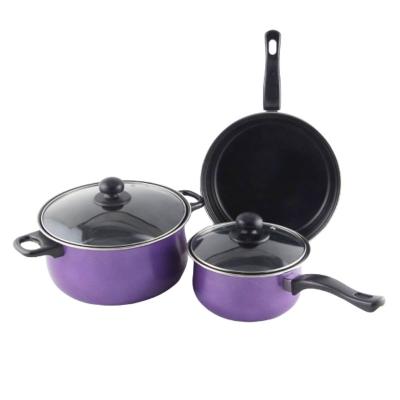 China WSJ 185434 High Quality Sustainable Series Kitchenware Nonstick Carbon Steel 4pcs 4pcs Cooking Pot Cookware Set On Sale for sale