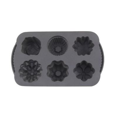 China SJY DK174713 Mini 6 Hole Aluminum Stick Viable Flower Non Shaped Cupcake Baking Pan Cake Mold for sale