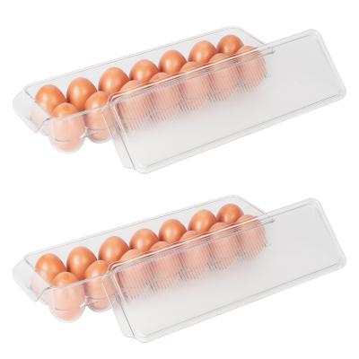 China Sustainable Egg Rack 14 Lattice Egg Box Egg Container For Stackable Kitchen Fridge for sale