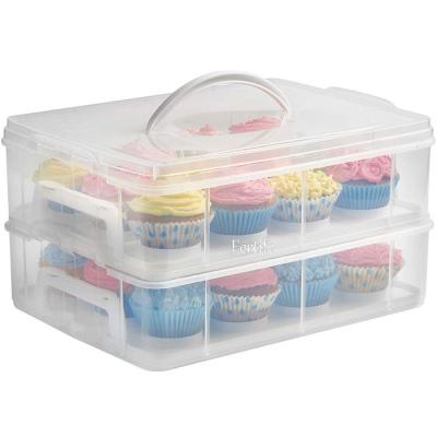 China SJ Viable 136987 2 Tier Cupcake Stacking Carrier/Cupcake Storage/Cupcake Stand Container-Store up to 24 cupcakes or 2 large cakes for sale