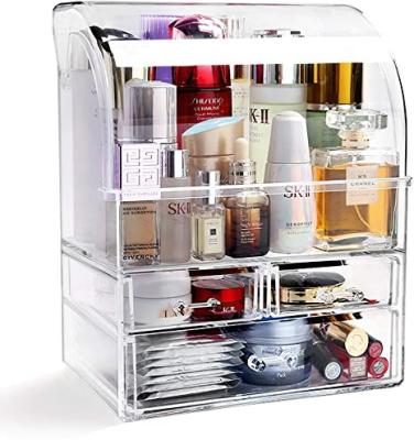 China Large Countertop Viable Acrylic Flip Vanity Makeup Organizer Skin Care Organizer for sale