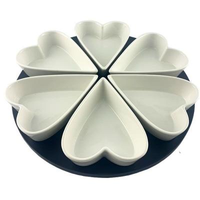 China 1900080 Viable Heart Shaped Ceramic Fruit Dessert Of The Dish Dividing Fruit Dish Snack Storage Dish for sale