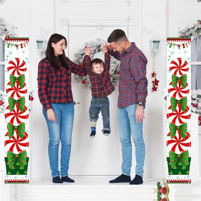 China 100% Polyester Front Door Christmas Couplet Porch Banners Christmas Hanging Decoration for Home Wall Indoor Outdoor Holiday Party for sale