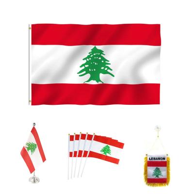 China FLYING 3x5 Feet Lebanon Flag Custom Double Stitched Lebanese Republic Flags Polyester With Brass Grommets 90x150cm Banner for sale