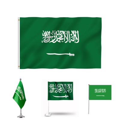 China FLY 90*150cm Saudi Arabia Flag Double Stitched Kingdom Of Saudi Arabia Flags Polyester With 3x5 Brass Grommets Feet for sale