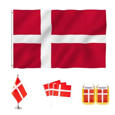 China Hot Sale Wholesale Denmark Flag FLYING Double Stitched Danish Dane National Flags Polyester With 3x5 Brass Grommets Foot for sale