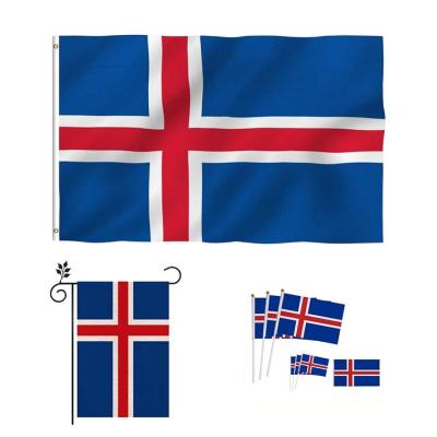 China FLYING Banner Iceland Flag Custom Double Stitched Iceland National Country Flags Polyester With Brass Grommets 3x5 Foot for sale