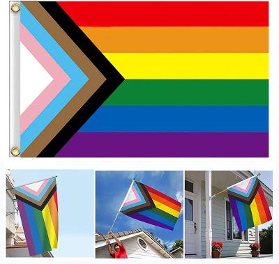 China Wholesale high quality vivid 100% polyester 3*5 ft colors lgbt rainbow flying flag for outdoor decoration for sale