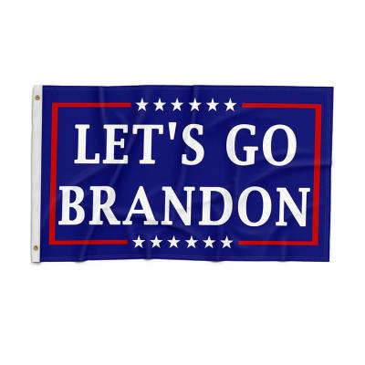 China Wholesale High Quality Double 100% Polyester FLYING STITCHING Bright Blue 3x5ft Let Us Go Brandon Flag With Dual Grommets for sale