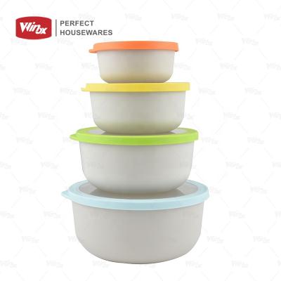 China Heat Resistant Portable Single Color Silicone Food Storage Containers Lunch Box 4PCS PP Food Container Set Heat Resistant for sale